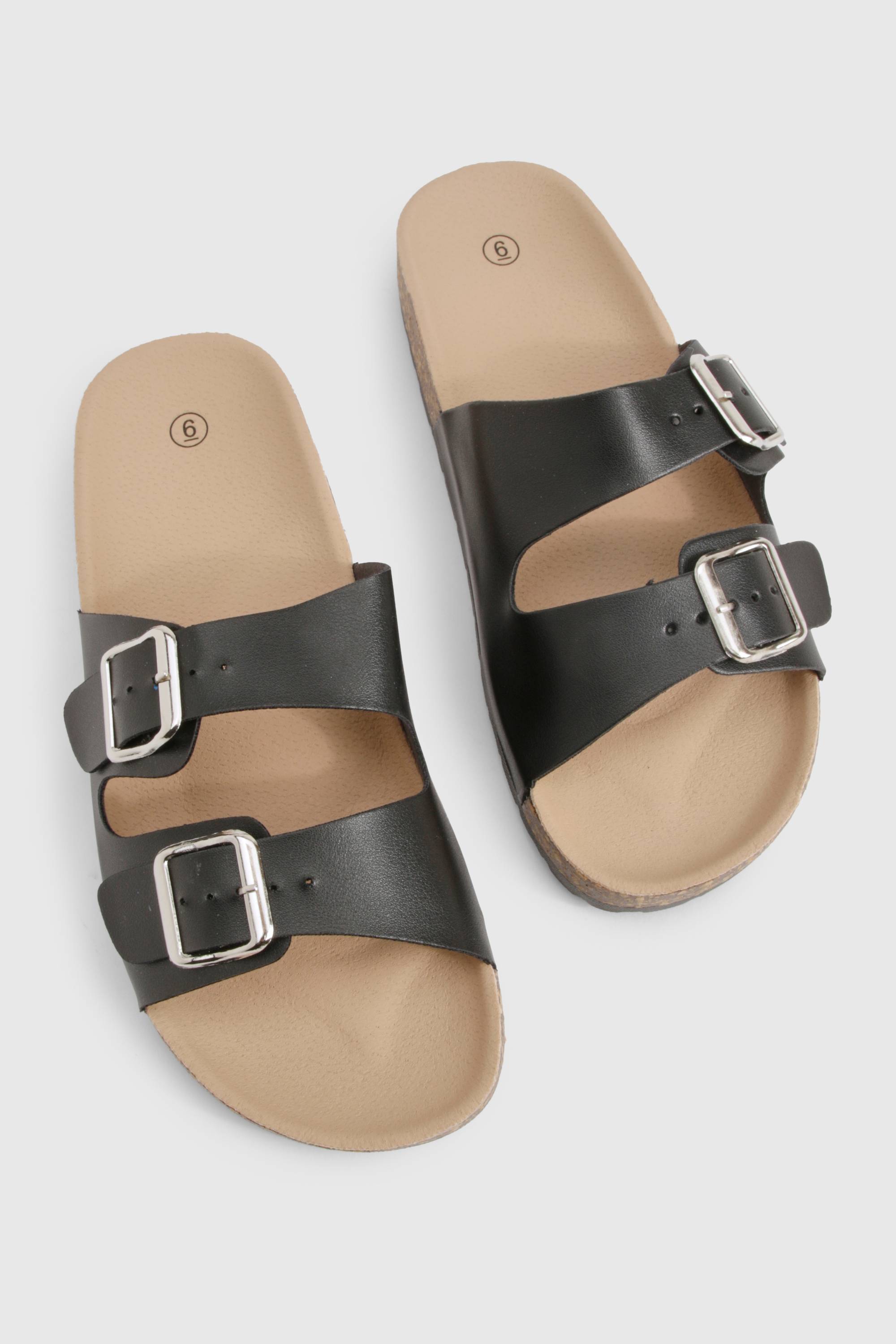 boohoo Double Buckle Footbed Slider