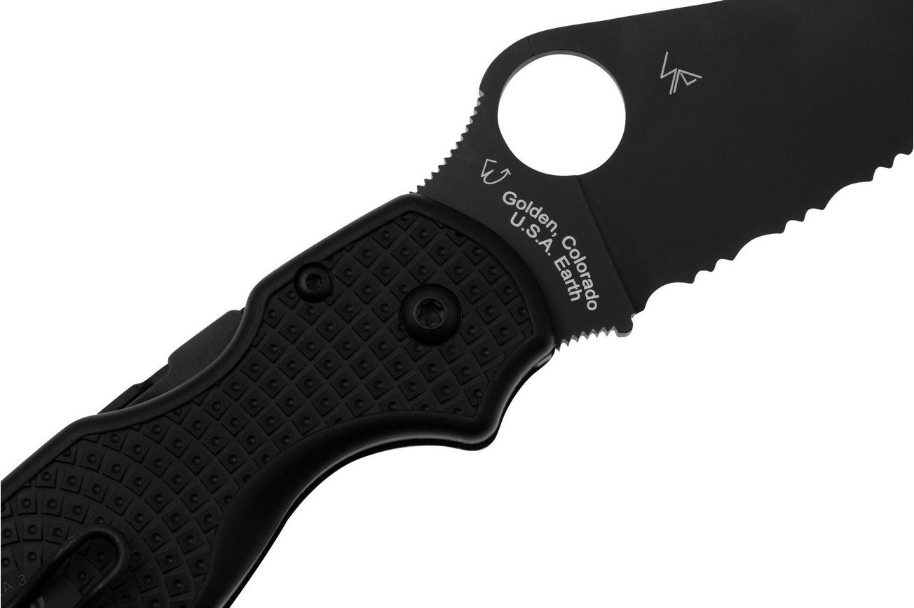 Spyderco Para 3 Lightweight Black C223SBBK Black FRN, serrated zakmes