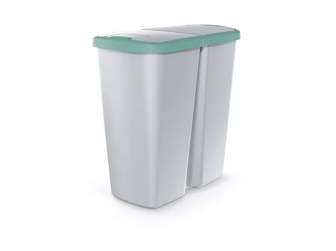 poubelle avec 2 couvercles indépendantes de 45L Keden 48x28x51