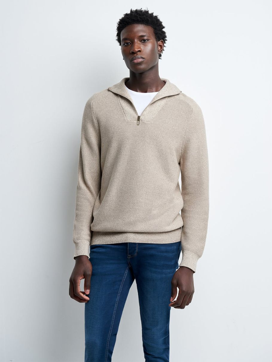 Pull col cheminée en coton