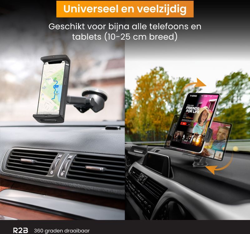 R2B - Ede - Tablet- en Telefoonhouder - Dashboardpad - Raam en Dashboard