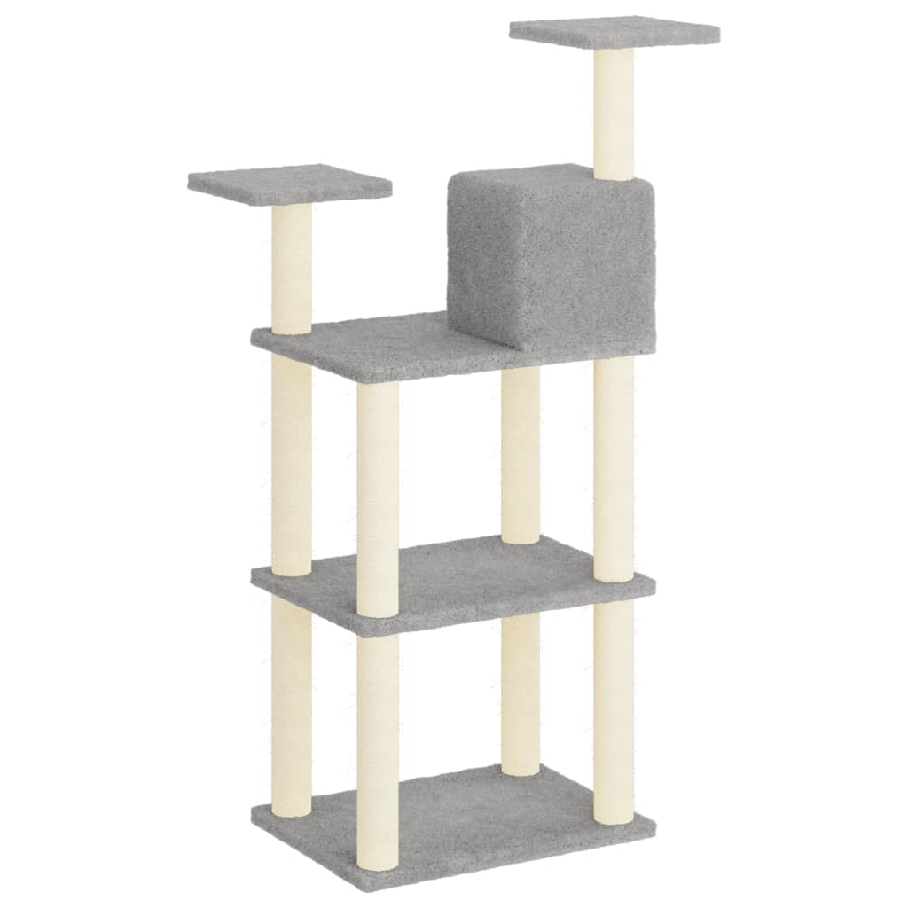 Arranhador para gatos Vidaxl com postes de sisal cinza claro