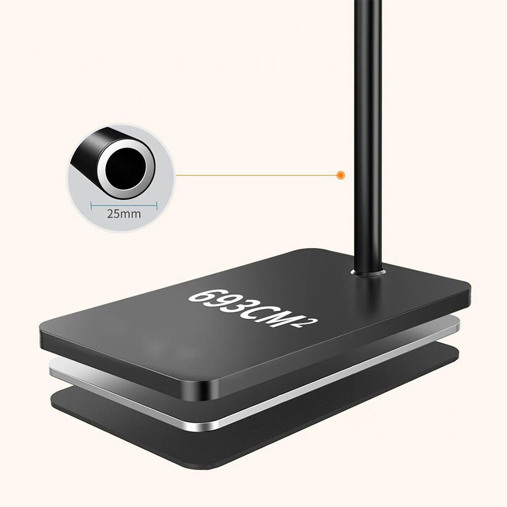 (160 cm) 360° Carbon Langarm Stativ Halterung Bodenständer für Smartphones / Tablets (10 - 33 cm) - Schwarz