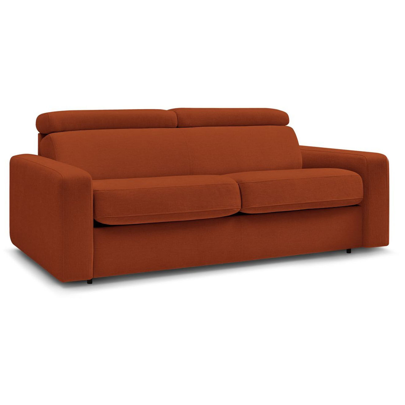 Bobochic Canapé convertible monaco ouverture express tissu lisse orange - 195x99 cm