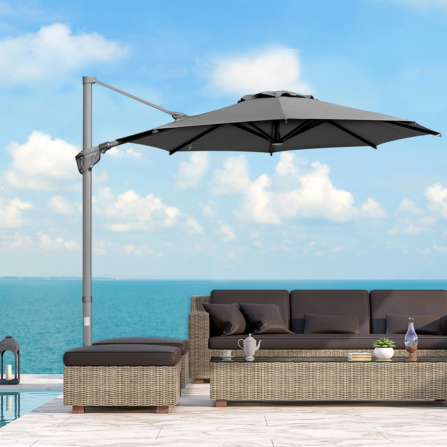 Outsunny Sonnenschirm mit verstellbarem Neigungssystem grau