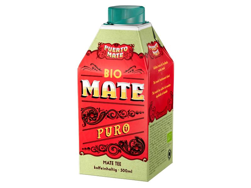 Puerto Mate Bio – Mate Puro 8 x 0.5 l Koffeinhaltiges Erfrischungsgetränk aus Mate-Tee