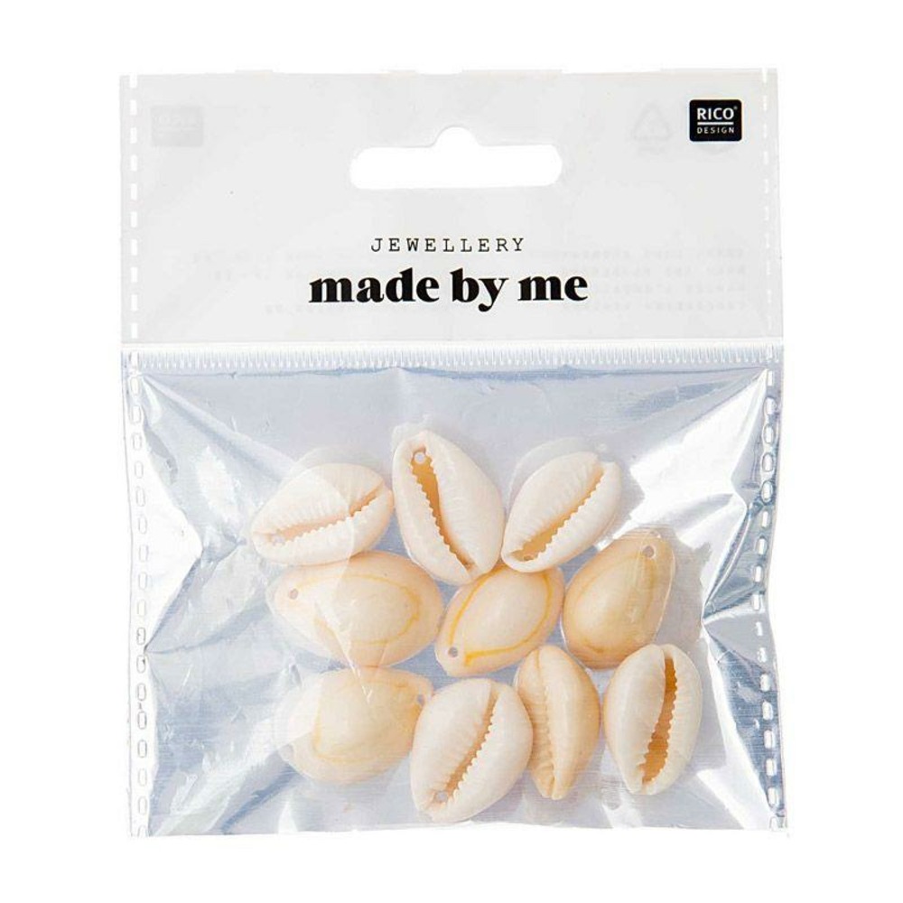 10 perles - coquillages naturels - 2 perforations