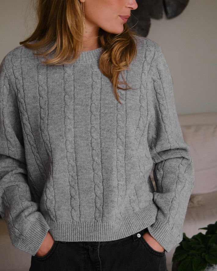 Neo Noir Amiri Cable Knit Blouse Light grey