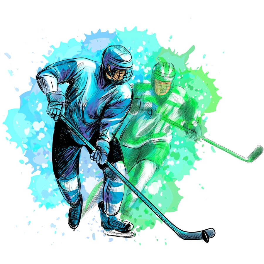 Nikima Wandtattoo 191 Eishockey Spieler grün blau in 4 vers. Größen bunt
