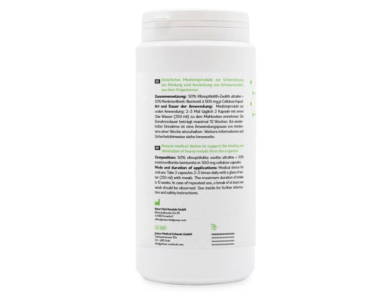 ZeoBent MED Vulkanmineralien Detox Kapseln 200 Stück Natürliches Medizinprodukt