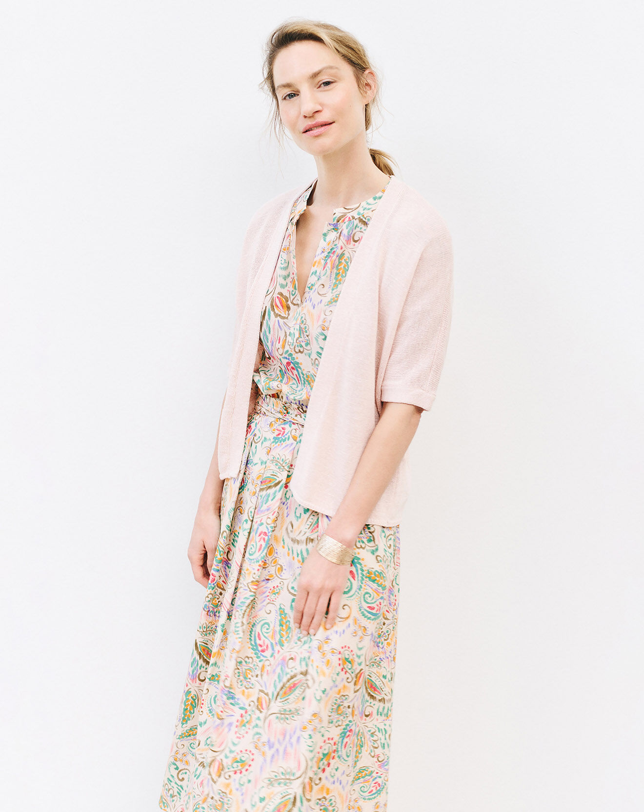 Caroll Gilet en Lin & Coton mélangés Lucilia cream tan