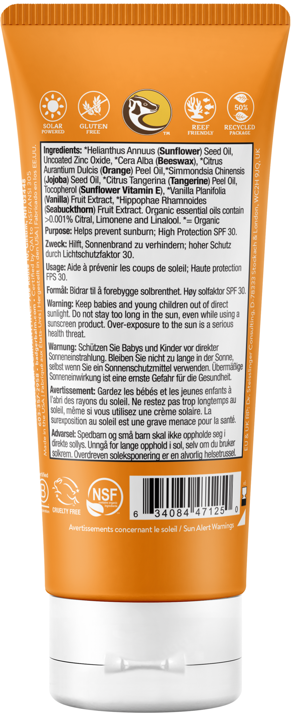 Badger Balm  Kids Clear Zinc Sunscreen SPF 30, 87 ml