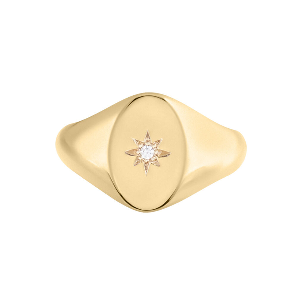 Chevalière Gwennen Plaqué Or Oxyde De Zirconium