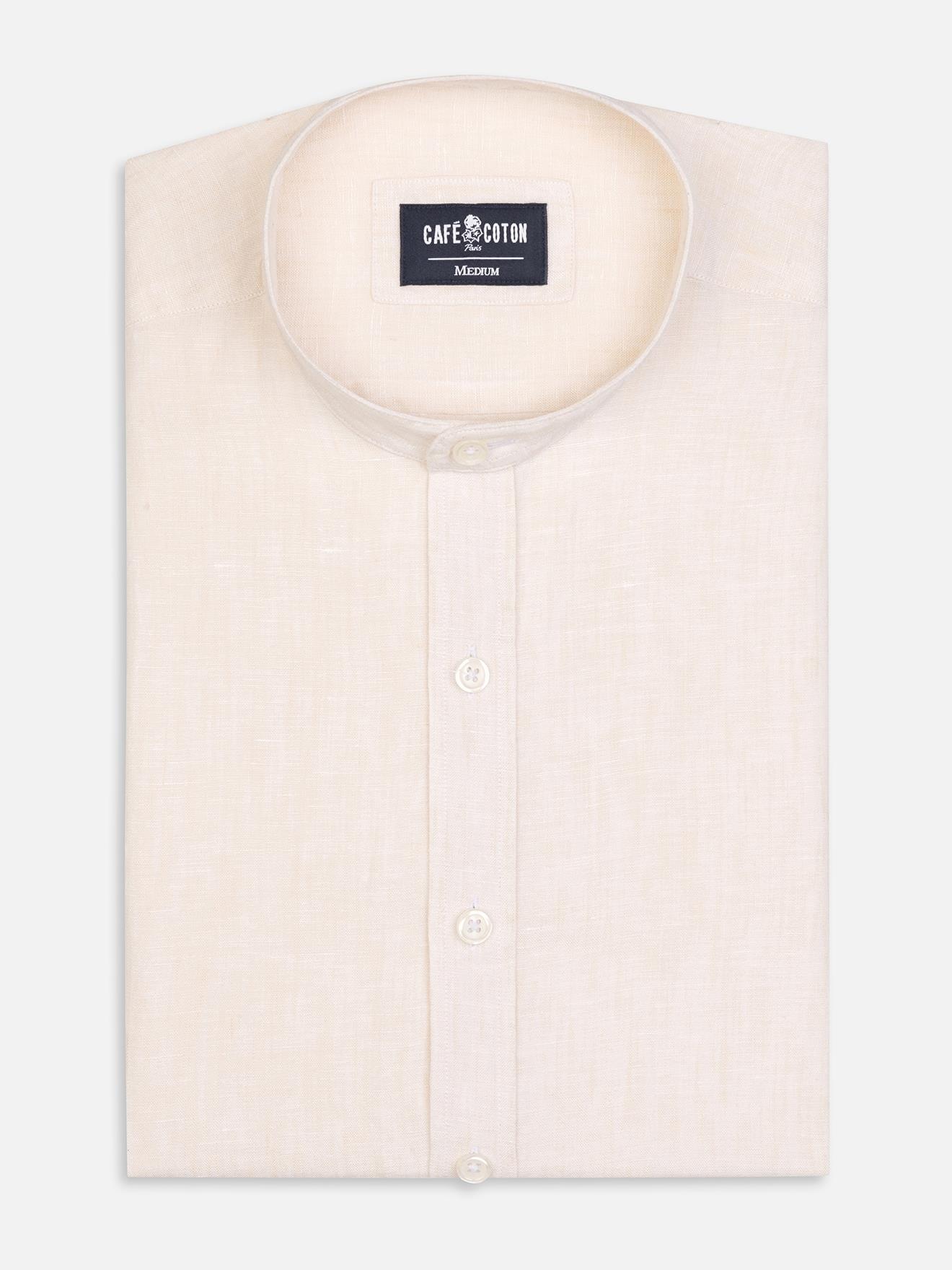 Chemise cintrée Olaf en lin sable