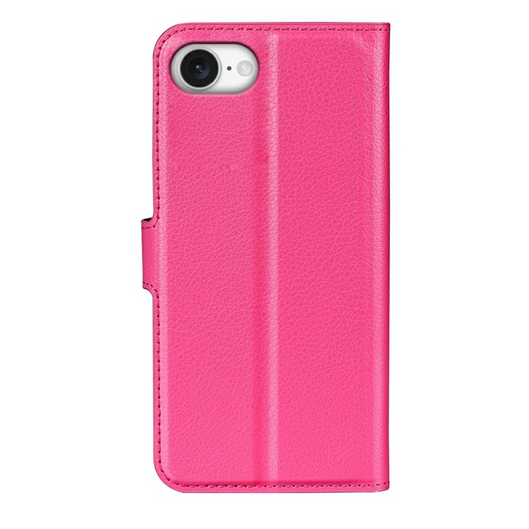 iPhone 16e Leder Tasche Flip Cover Litchi Look - Pink