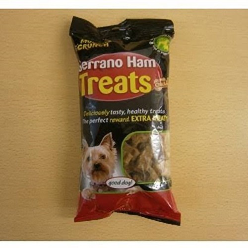 Petisco de presunto Serrano e frango para cães, sabor natural.