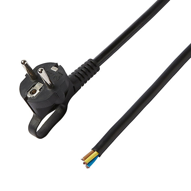 Cordon pour appareil avec mise à la terre Diall H05VVF 3G1.5mm² 16A 3m noir
