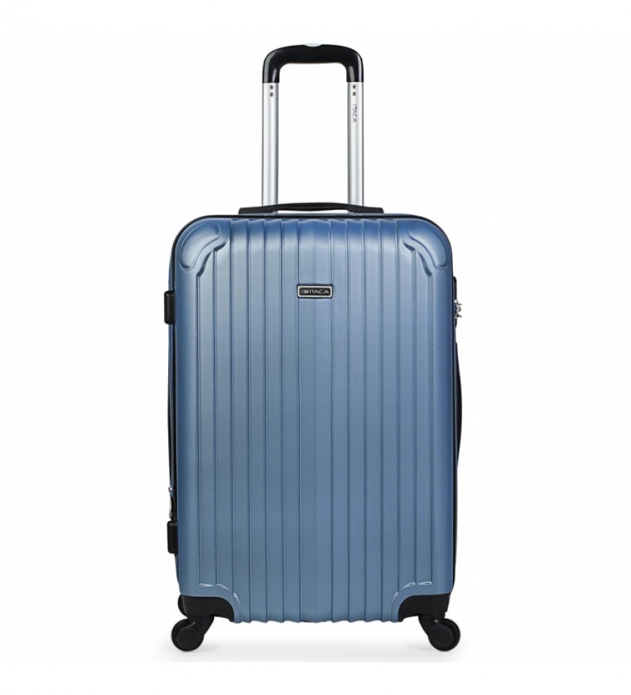 Mala rígida média com 4 rodas ITACA T71560 Azul Safira - 66x41x27cm -