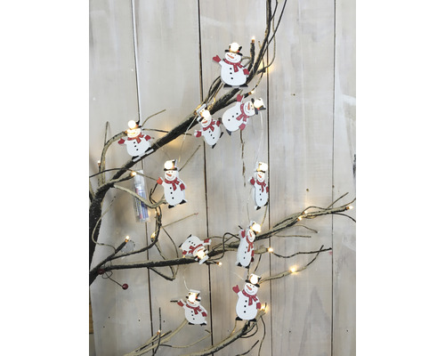 LED Sneeuwpop Houten Lichtsnoer Lafiora 90 cm + 30 cm Aansluitdraad 10 LED's