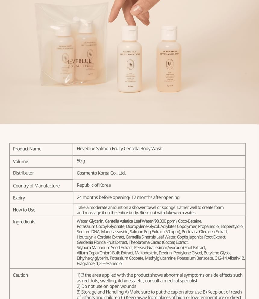 HEVEBLUE - Zalm Fruitige Centella Body Reisset
