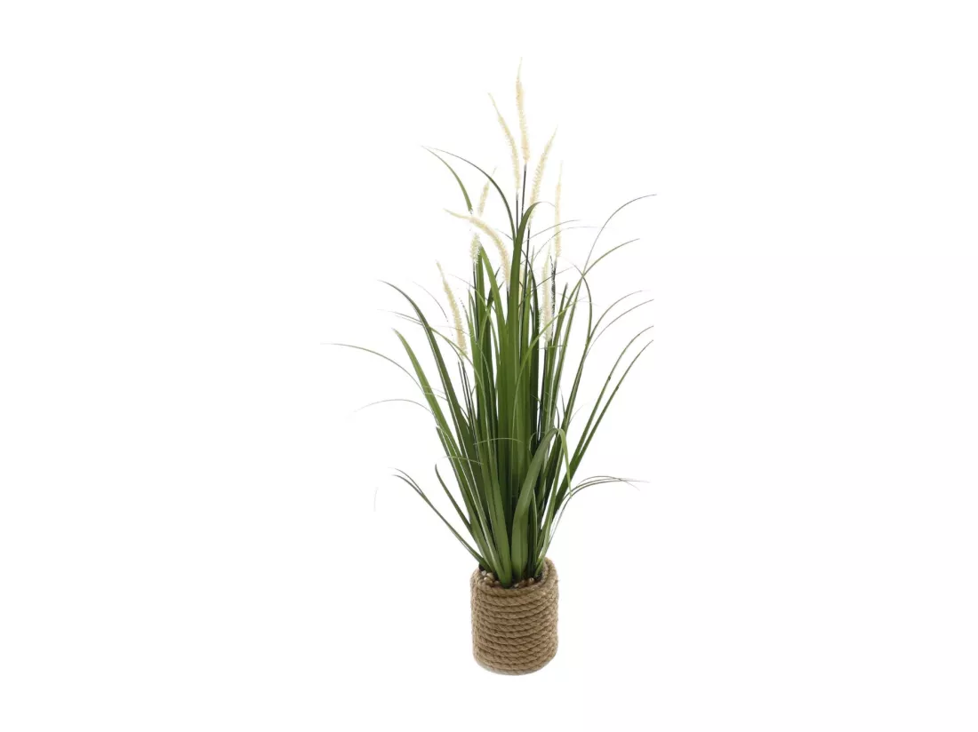 Plante artificielle avec fleurs blanches avec pot en jute