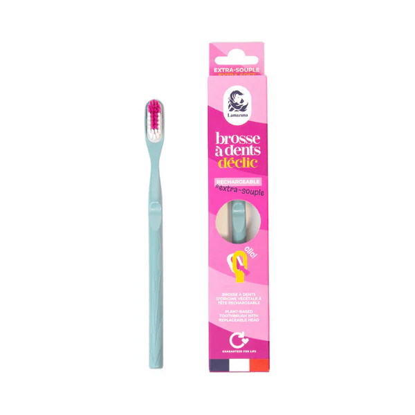 Lamazuna Brosse à dents écologique rechargeable - Extra souple - Mimosa