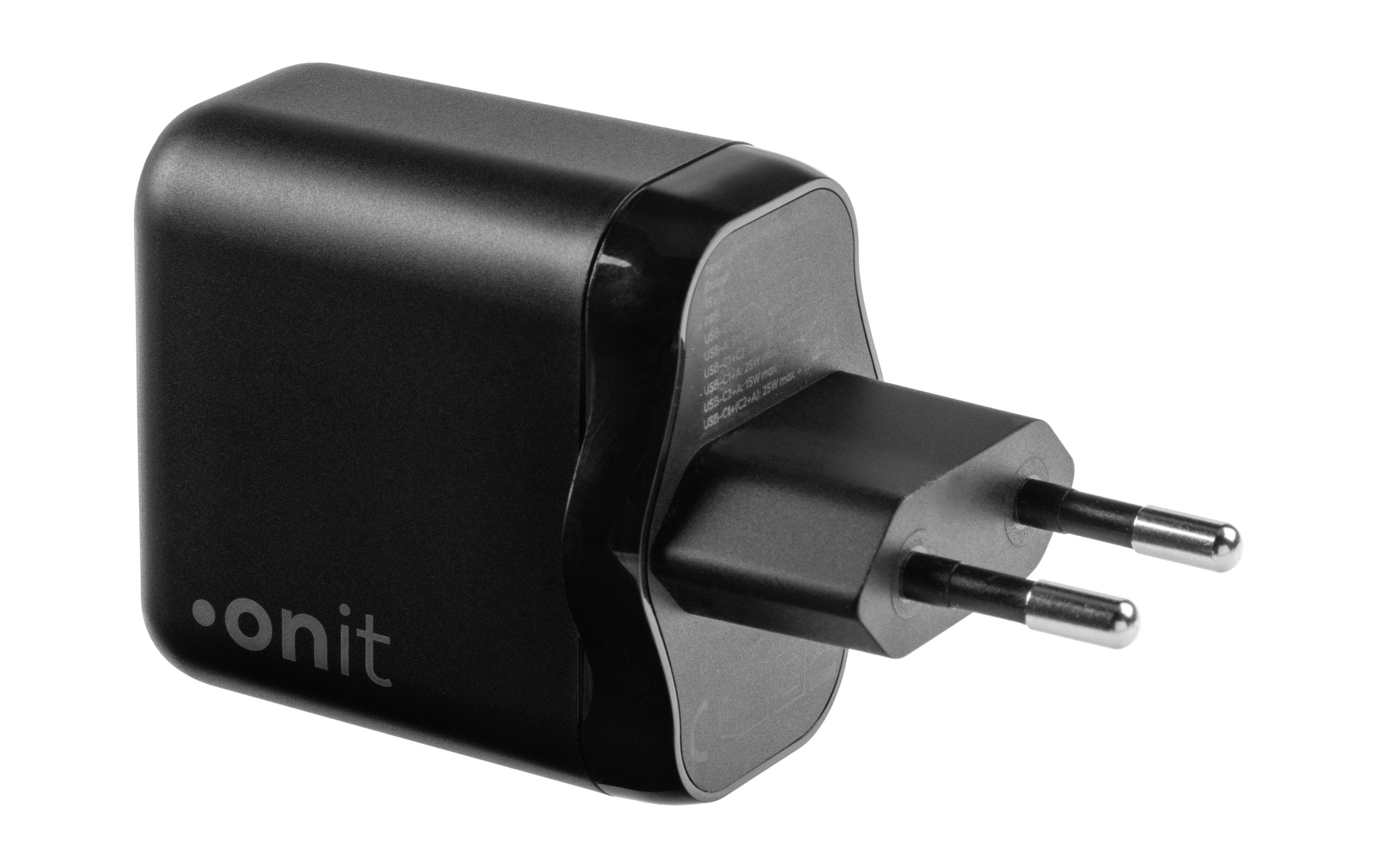 USB-Wandladegerät Triple 2C1A 45 W GaN SchwarzLadeadapter mit zwei USB-C-Ports und einem USB-A-Port