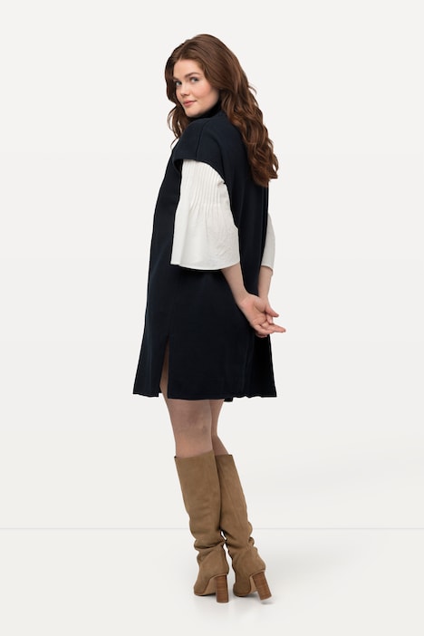 Strick-Minikleid, Rollkragen, ärmellos, Biobaumwolle