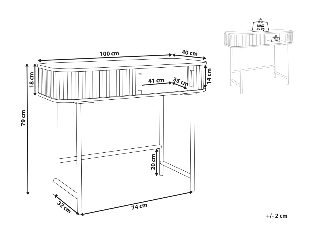 Console CARNEY Bois de paulownia Marron clair