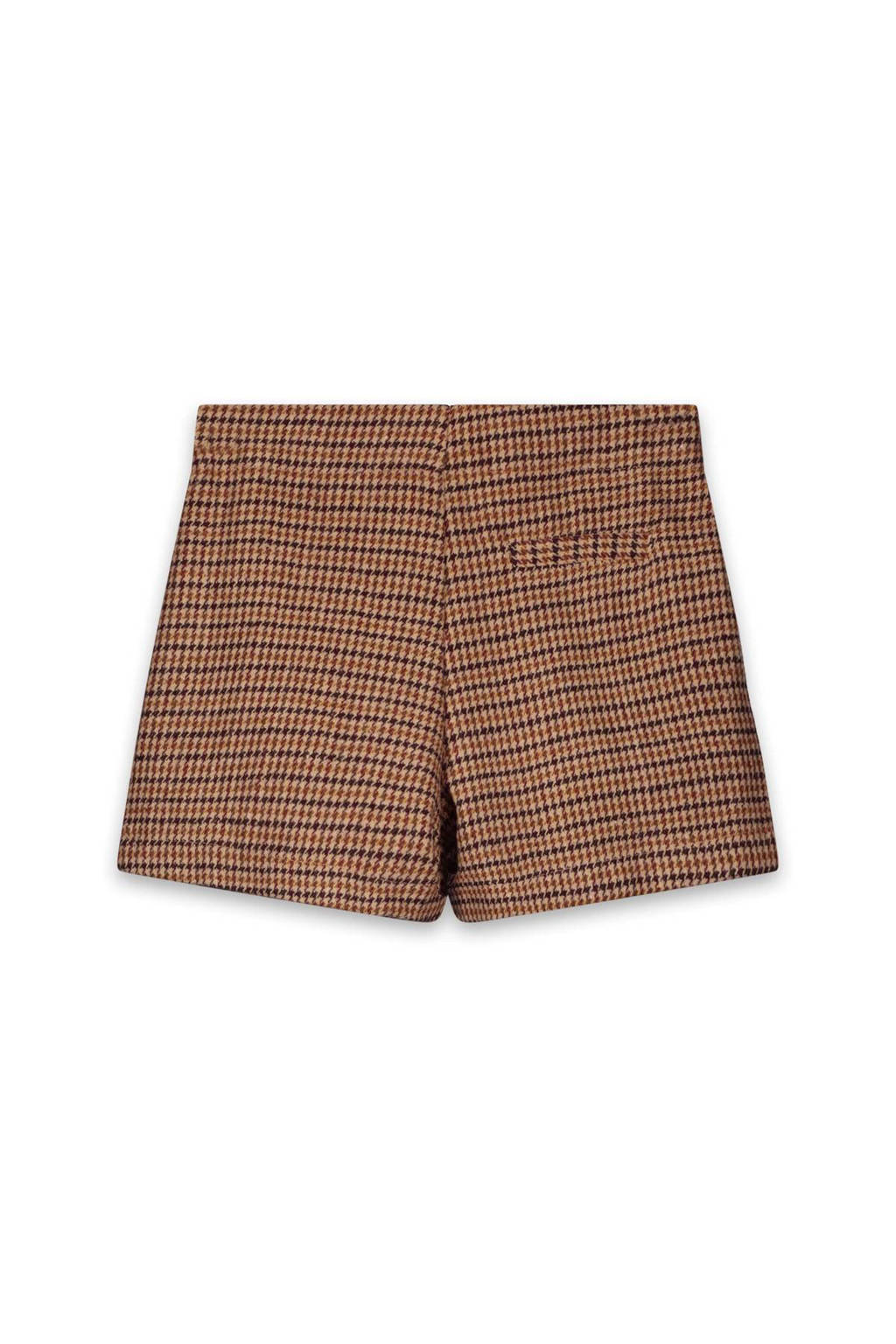 straight fit casual short CLYDE met wol en pied-de-poule bruin