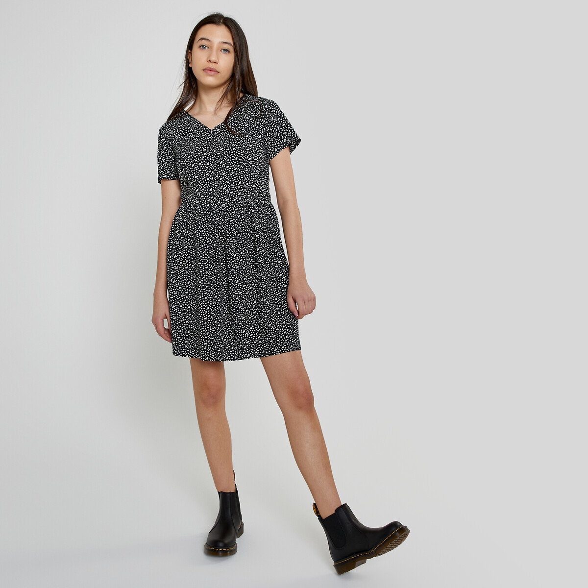 COLEÇÕES LA REDOUTE<br>Vestido com estampa floral e detalhes vazados nas costas