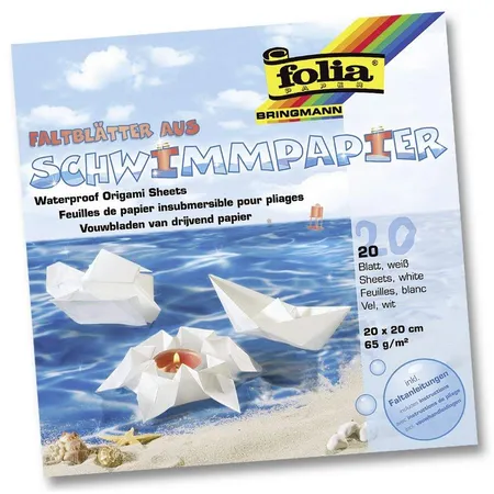 Folia Schwimmpapier 65G 20 x 20cm 20 Blatt, weiss