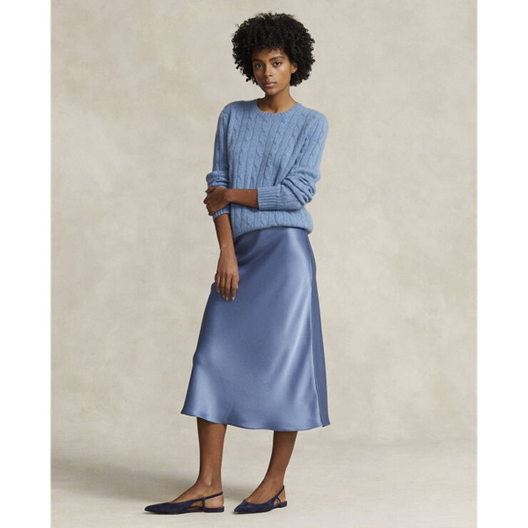 Polo Ralph Lauren Satin Midi Skirt Blå