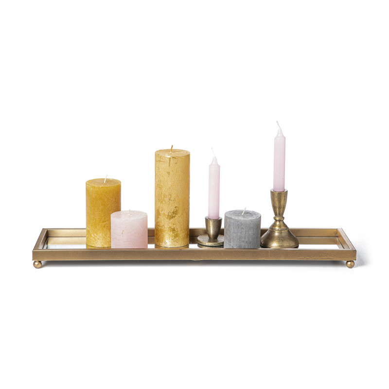 Kaars rustiek - goud - ø7x18 cm