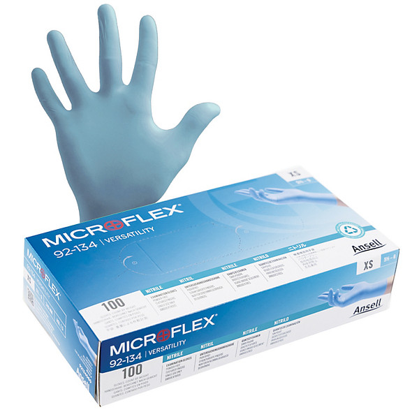 Gants jetables nitrile non poudrés Ansell Microflex taille 6, boîte de 100