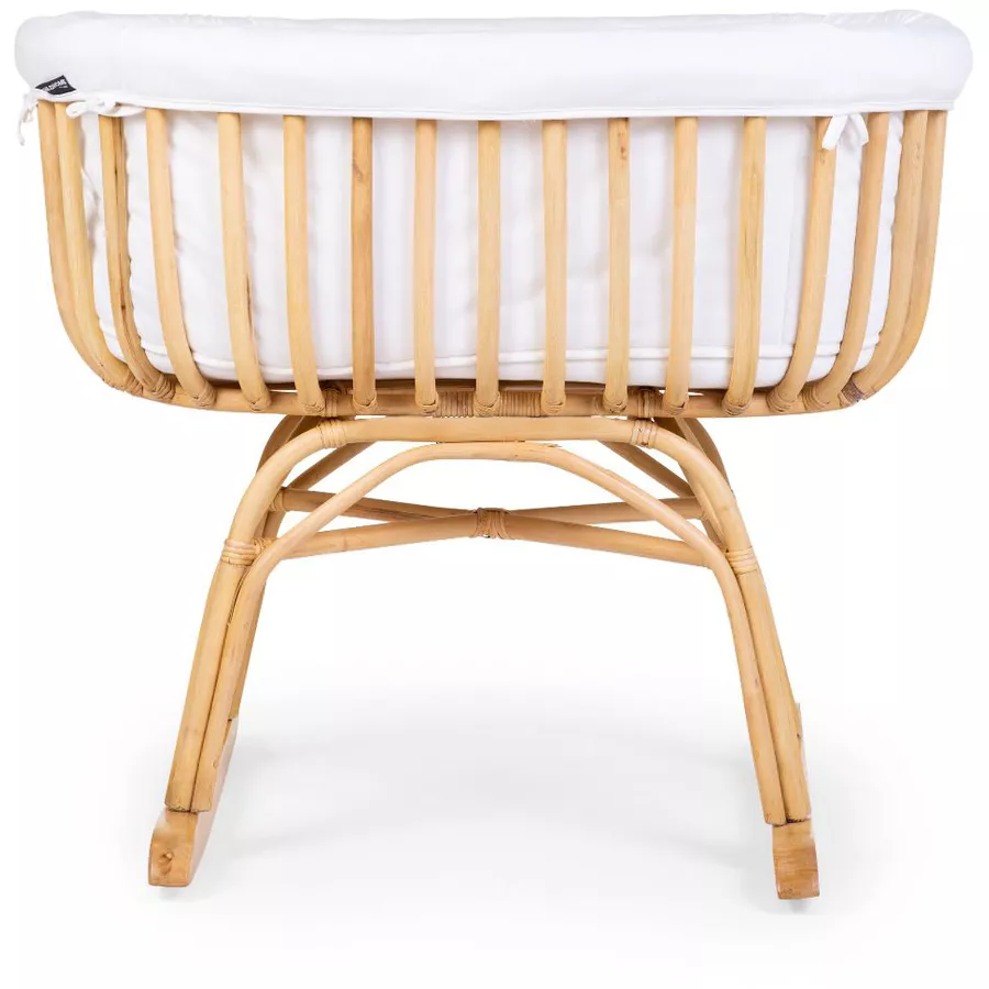 CHILDHOME Wiege Rattan mit Jerseybezug, Matratze und Nestchen