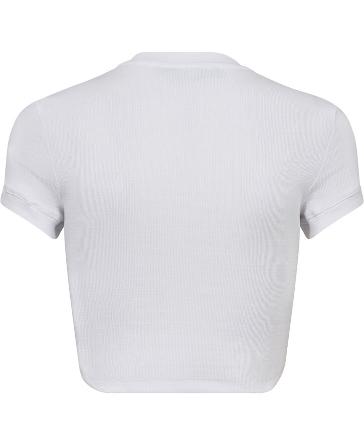 ROTATE Birger Christensen RIBBED CROPPED T-SHIRT Bright white