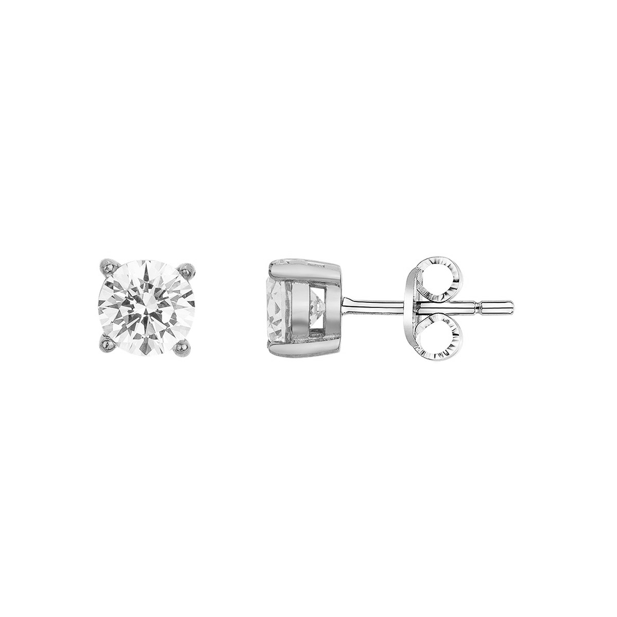 Boucles d'oreilles puces Ryo en Acier 316L avec oxyde de zirconium blanc