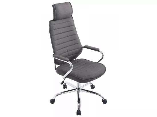 Chaise de bureau - Tissu & Métal chromé - Gris foncé - Rako