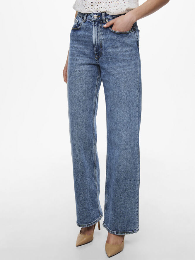 ONLY ONLJUICY LIFE HW WIDE LEG NOOS Medium blue denim/nas365