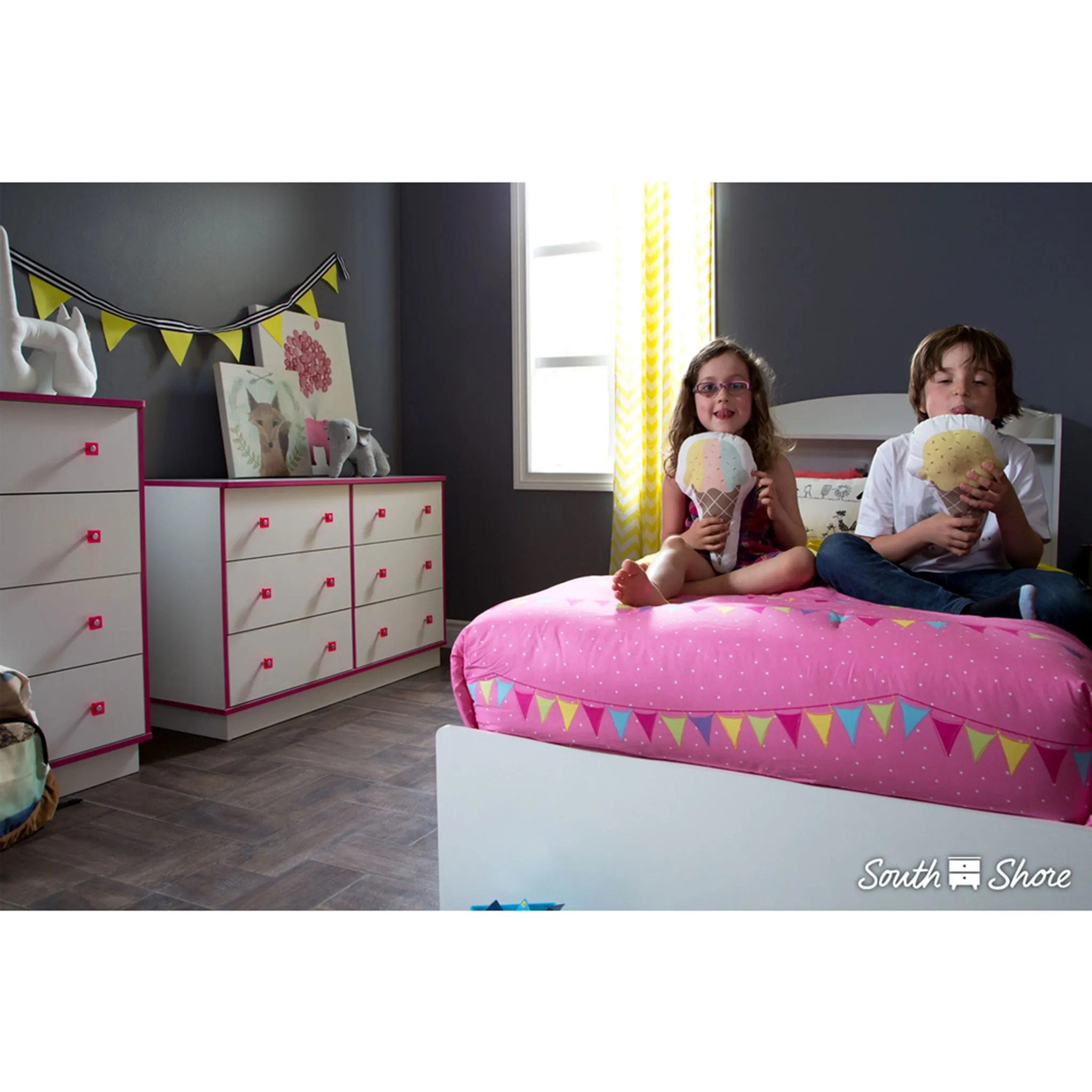South Shore Lit Simple 3 Tiroirs Logik - Blanc