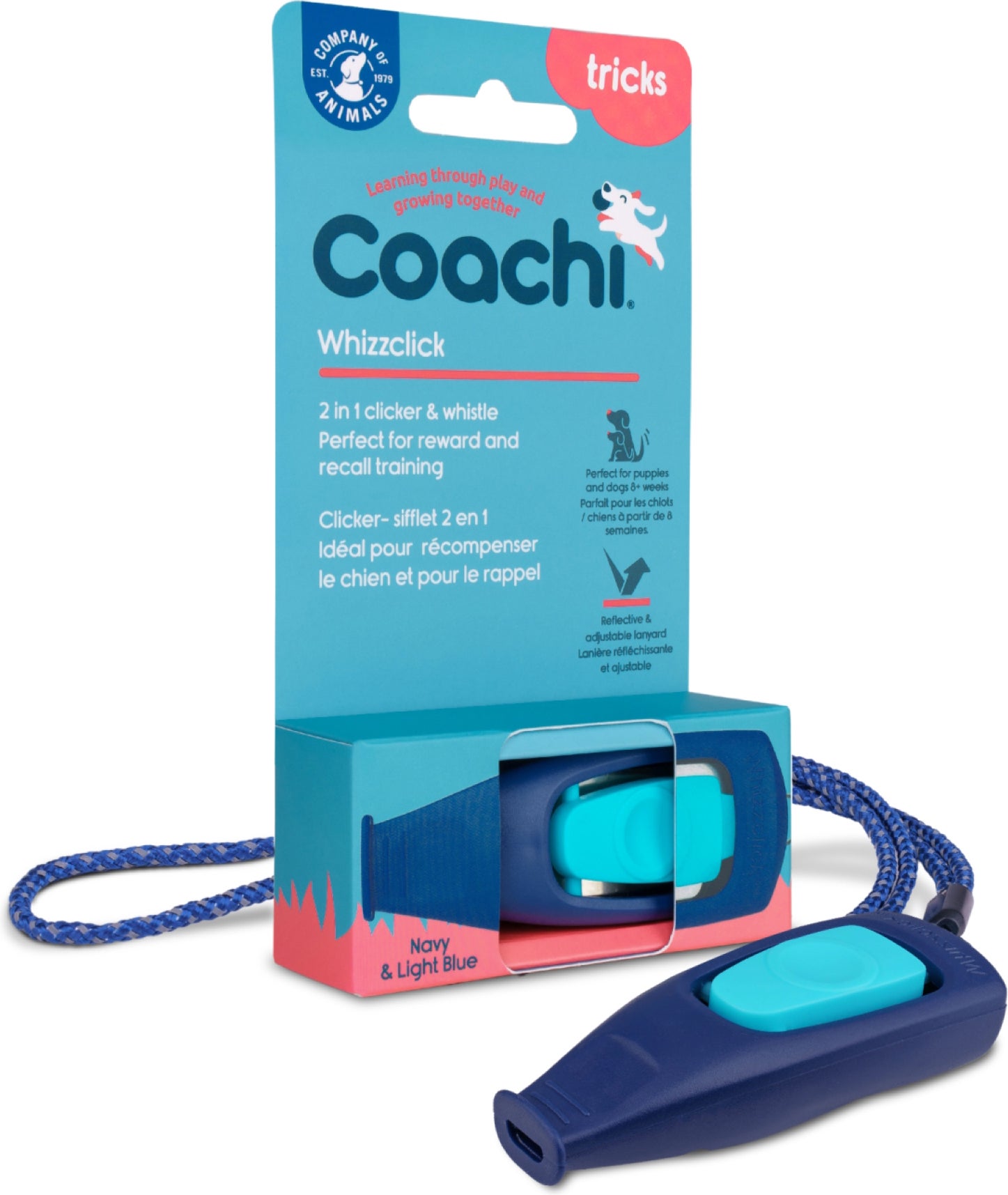 Coachi hondenspeelgoed training clicker donkerblauw 8 x 2 x 1 cm