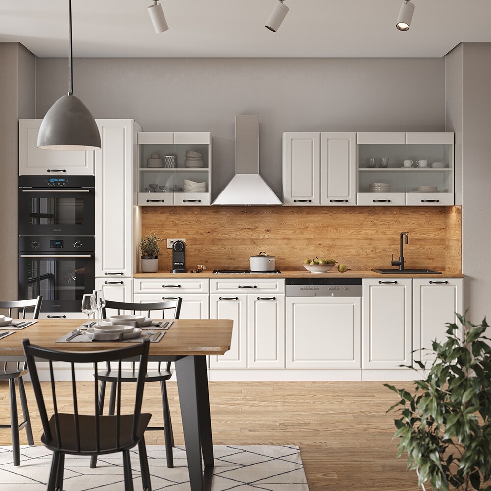 Vicco Küchenzeile Küchenblock Einbauküche R-Line 350 cm Landhaus Weiß Küche