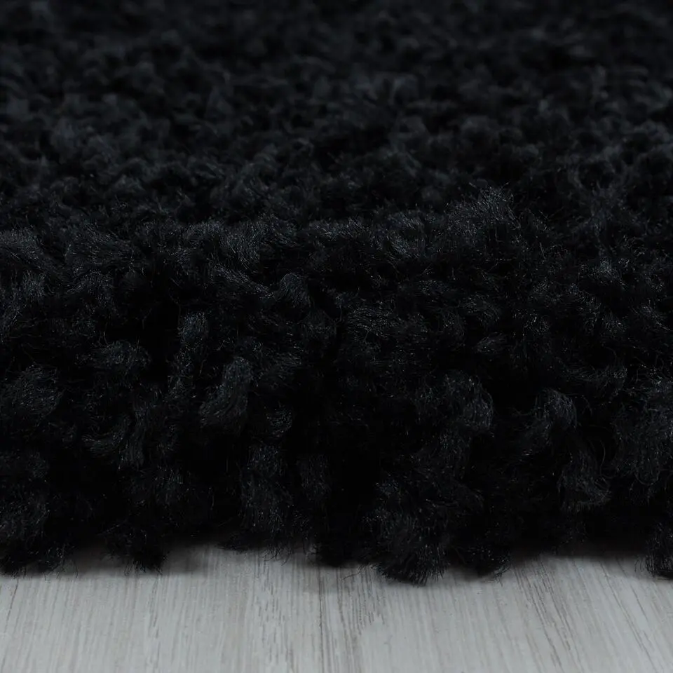 Monaco Soft Shaggy Hoogpolig Vloerkleed Black - 140x200 CM