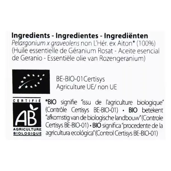 Óleo Essencial de Gerânio Rosa Orgânico Pranarom cv Bourbon 10ml