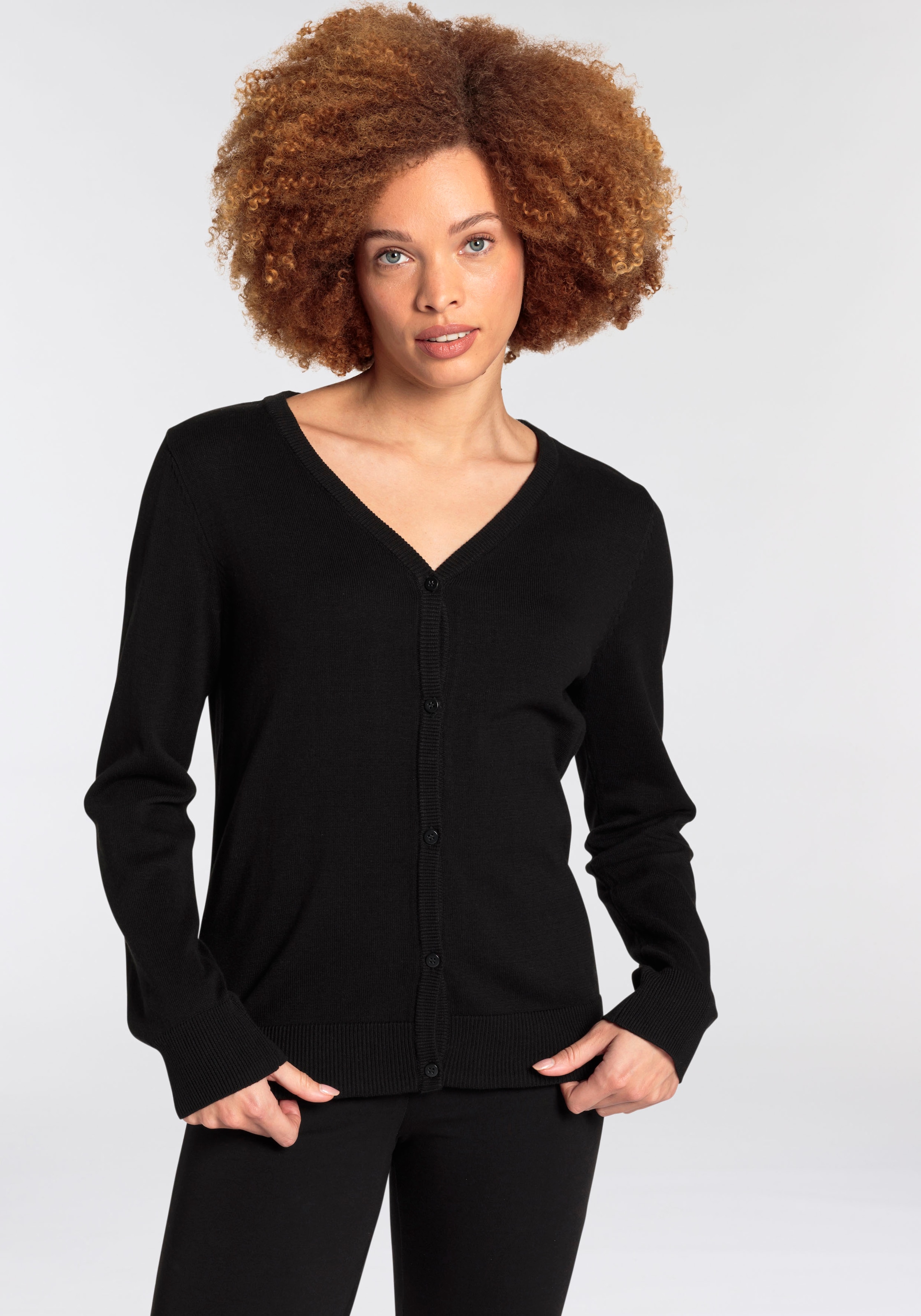 Flashlights Strickjacke , mit V-Ausschnitt und Knopfleiste