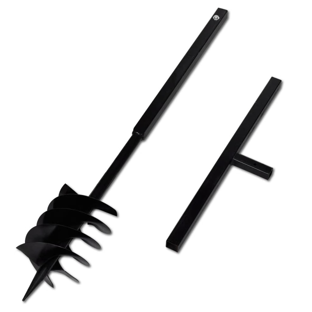 Tarière de sol avec mèche de tarière 180 mm acier noir