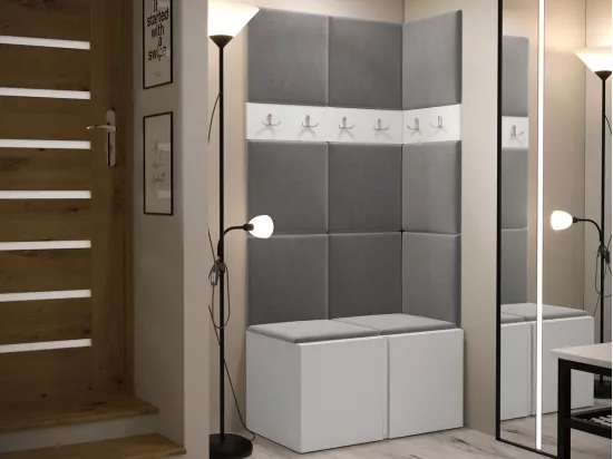 Meuble d'entrée Hartford 264, 186x84x46cm, Blanc, Tapisserie|Stratifié