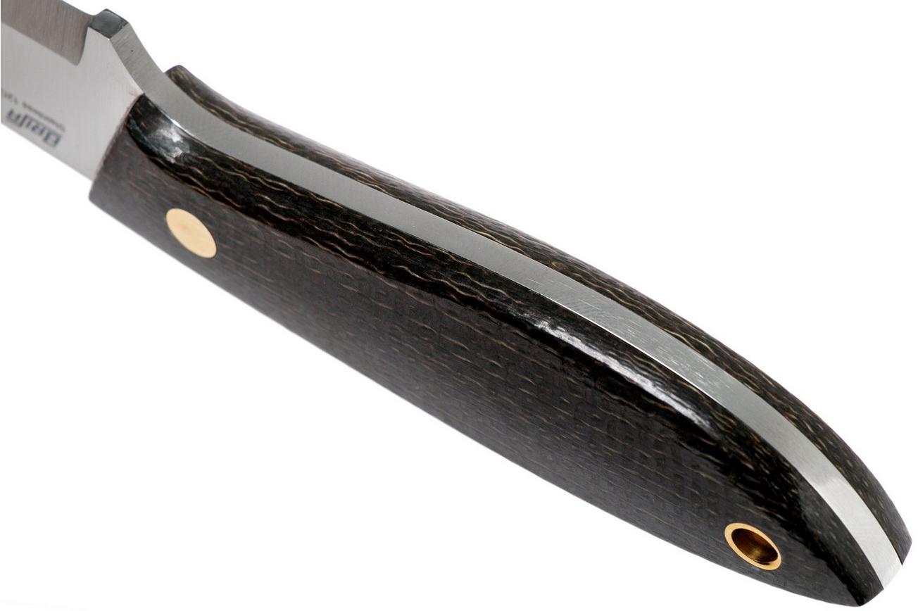 Brisa Bobtail 80 bison micarta handle, 12C27 scandi, lederen sheath 9955