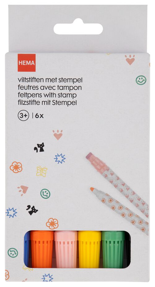 6 feutres avec tampon